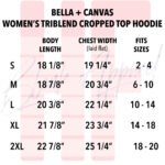 Triblend Hoodie Size Chart