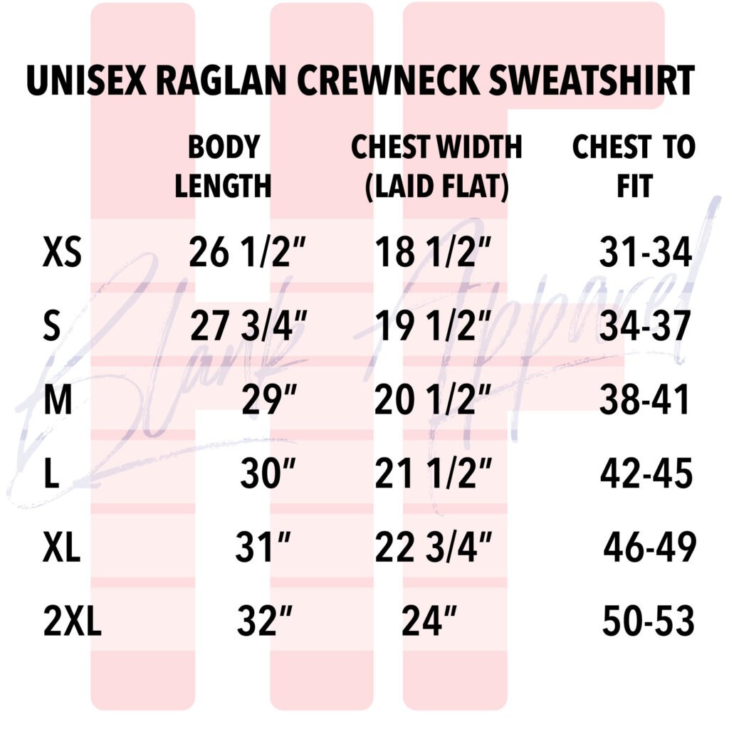 Unisex 3901 Size Chart