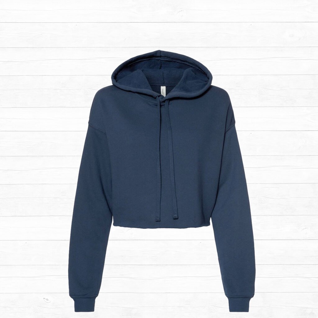 Navy Crop Fleece Hoodie