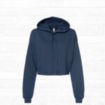 Navy Crop Fleece Hoodie