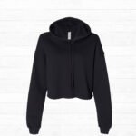 Black Crop Fleece Hoodie